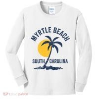 Family Vacation Retro Sunset South Carolina Myrtle Beach Kids Long Sleeve Shirt thumb 0