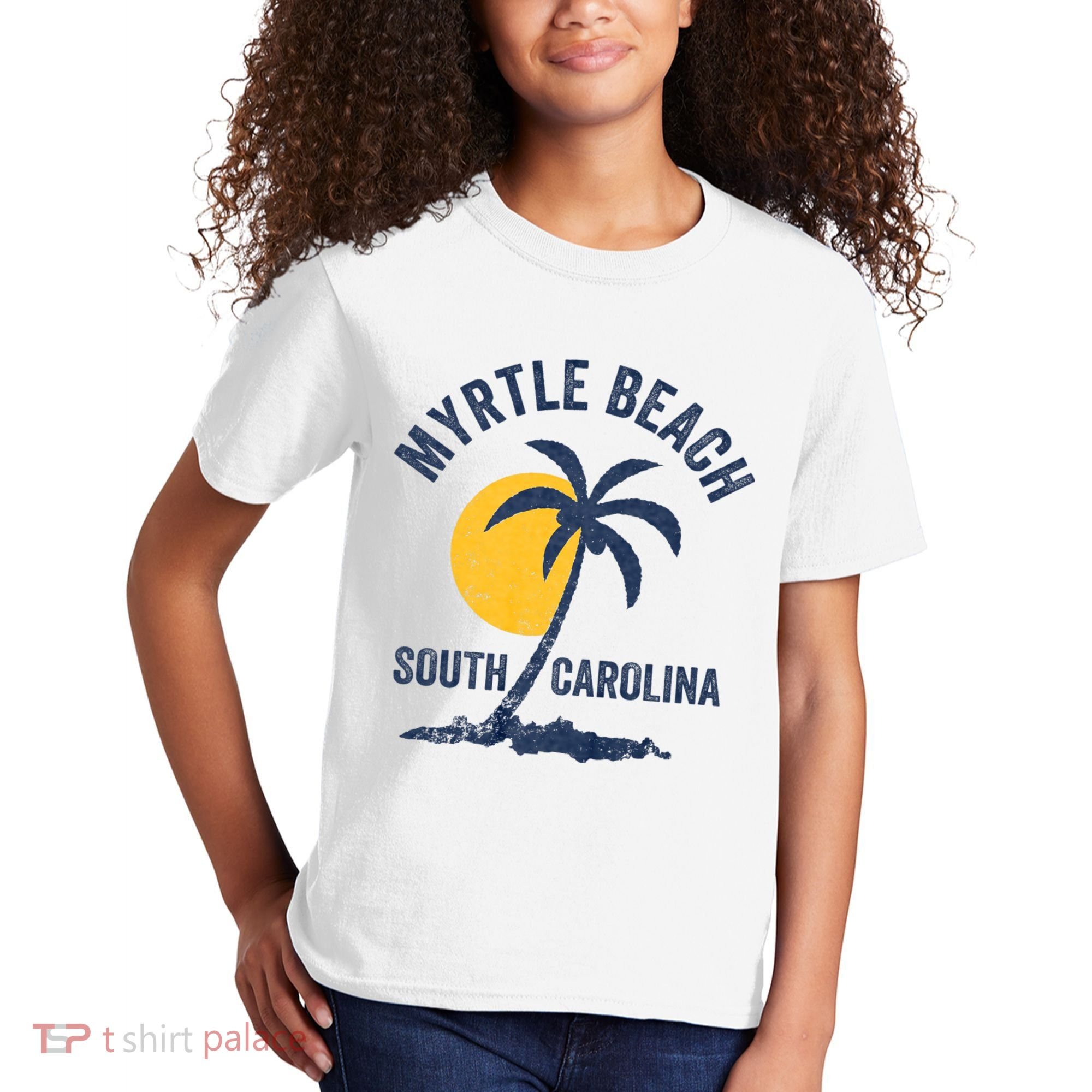 Family Vacation Retro Sunset South Carolina Myrtle Beach Kids T-Shirt