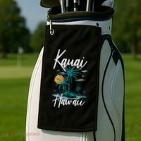 Family Vacation Retro Sunset Hawaii Kauai Golf Towel thumb 2