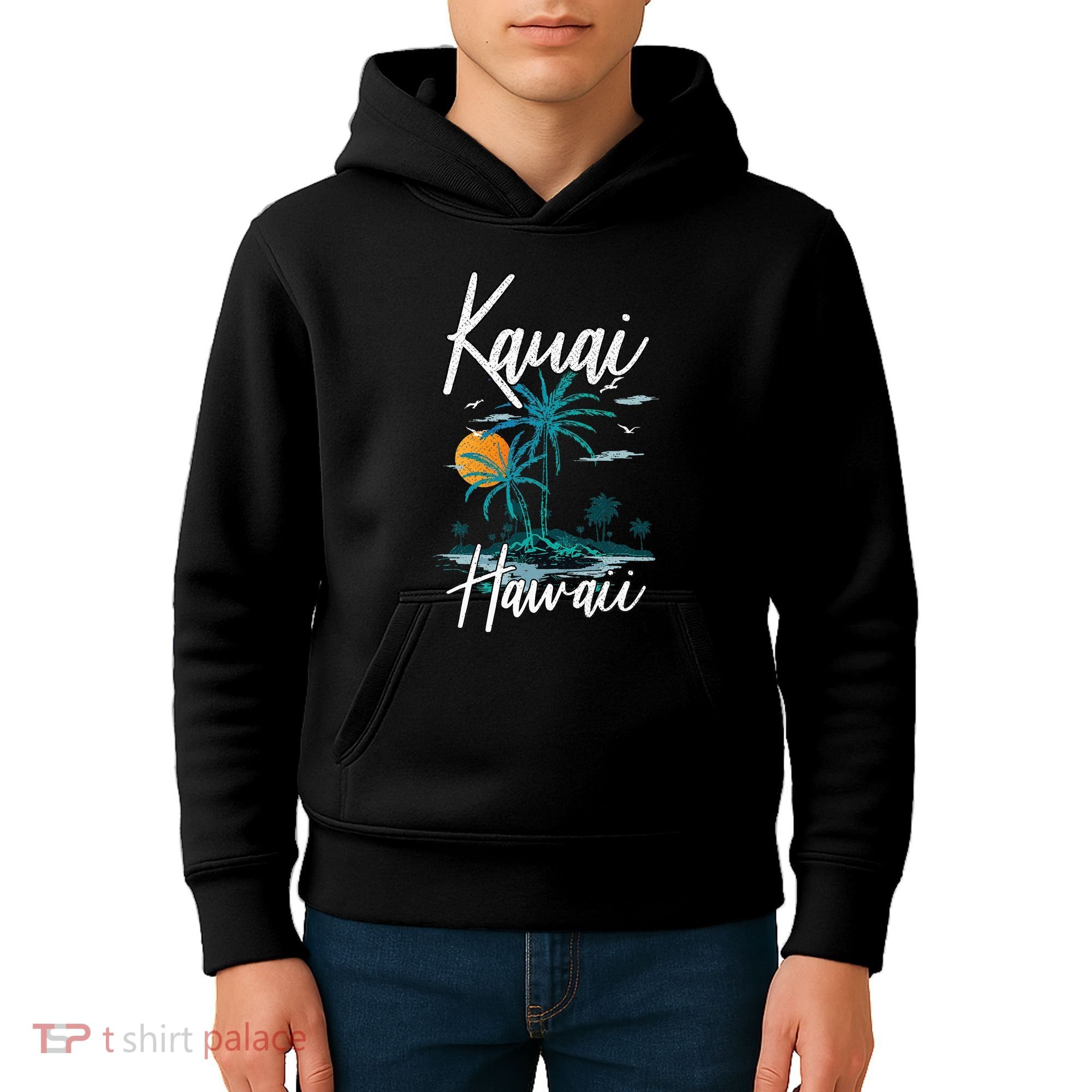 Family Vacation Retro Sunset Hawaii Kauai Kids Hoodie