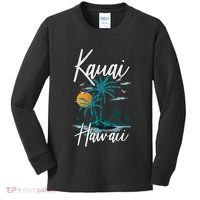 Family Vacation Retro Sunset Hawaii Kauai Kids Long Sleeve Shirt thumb 0