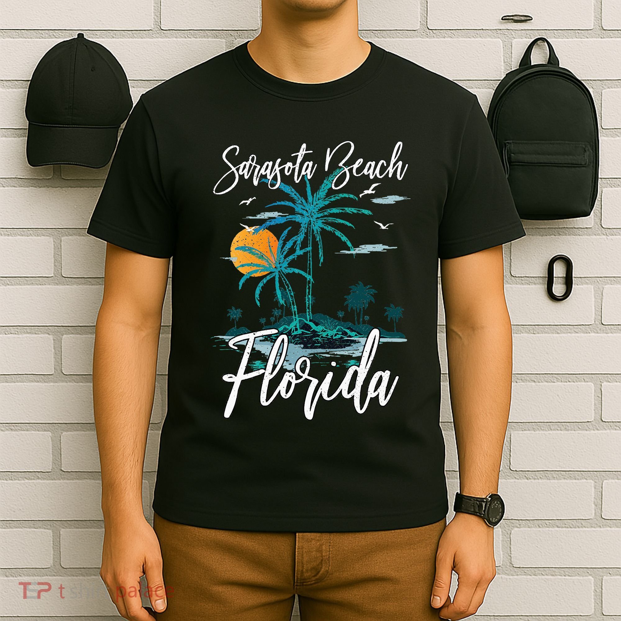 Family Vacation Retro Sunset Florida Sarasota Beach T-Shirt