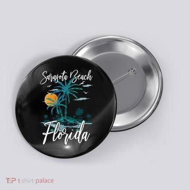 Family Vacation Retro Sunset Florida Sarasota Beach Button