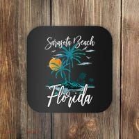 Family Vacation Retro Sunset Florida Sarasota Beach Coaster thumb 0
