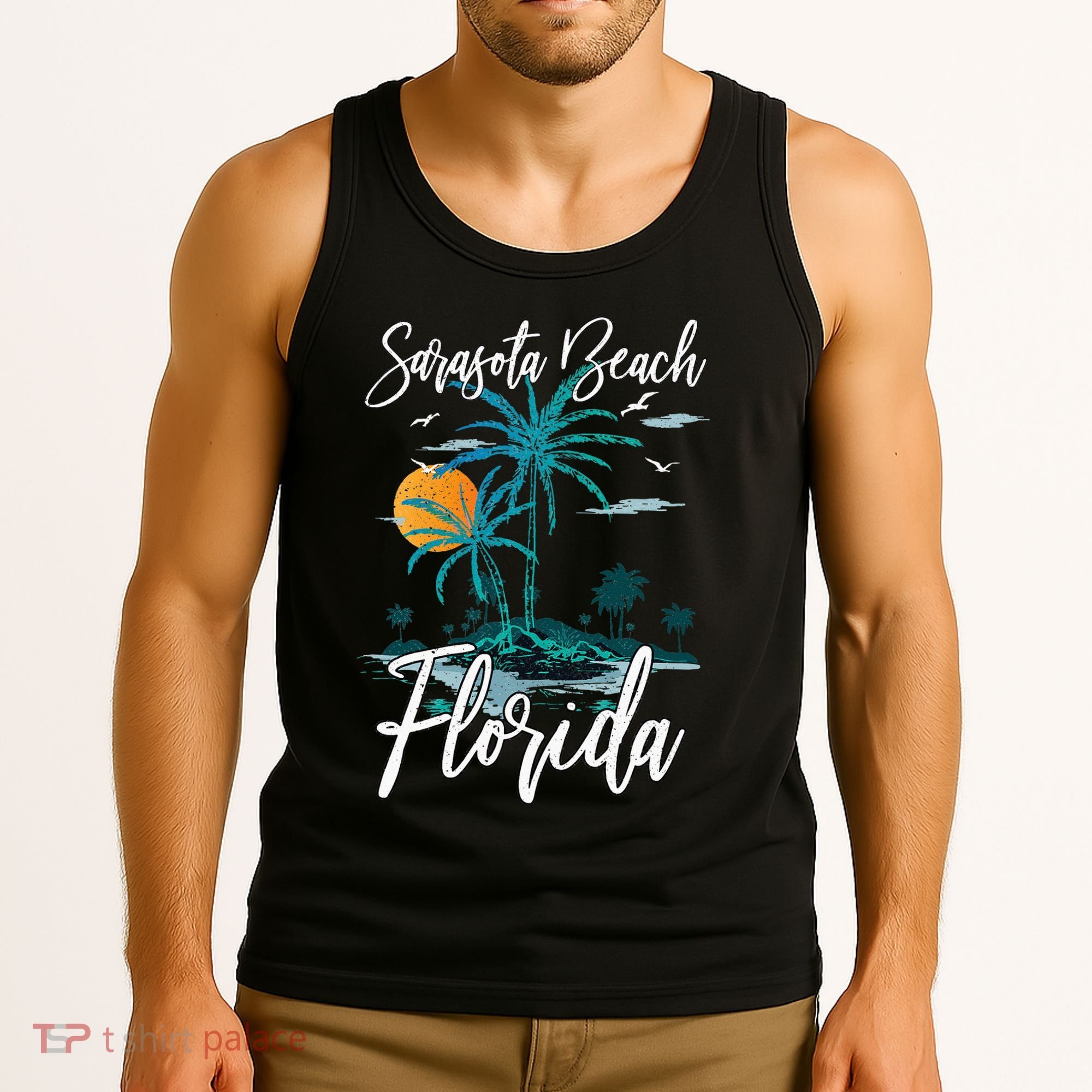 Family Vacation Retro Sunset Florida Sarasota Beach Tank Top