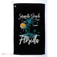 Family Vacation Retro Sunset Florida Sarasota Beach Golf Towel thumb 0