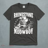 Funny Vintage Rhinestone Meowboy Cowboy Cat T-Shirt thumb 5