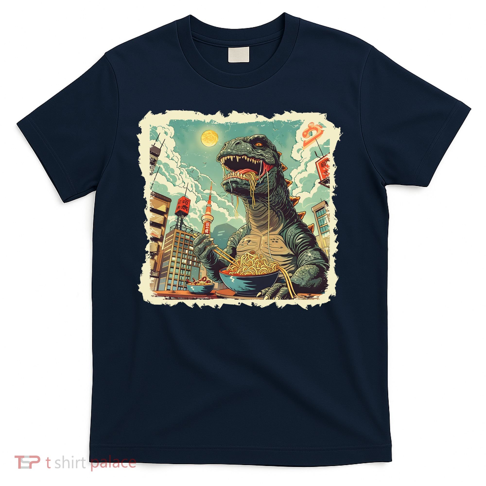 Funny Vintage Retro Japanese Ramen Loving Kaiju Monster T-Shirt