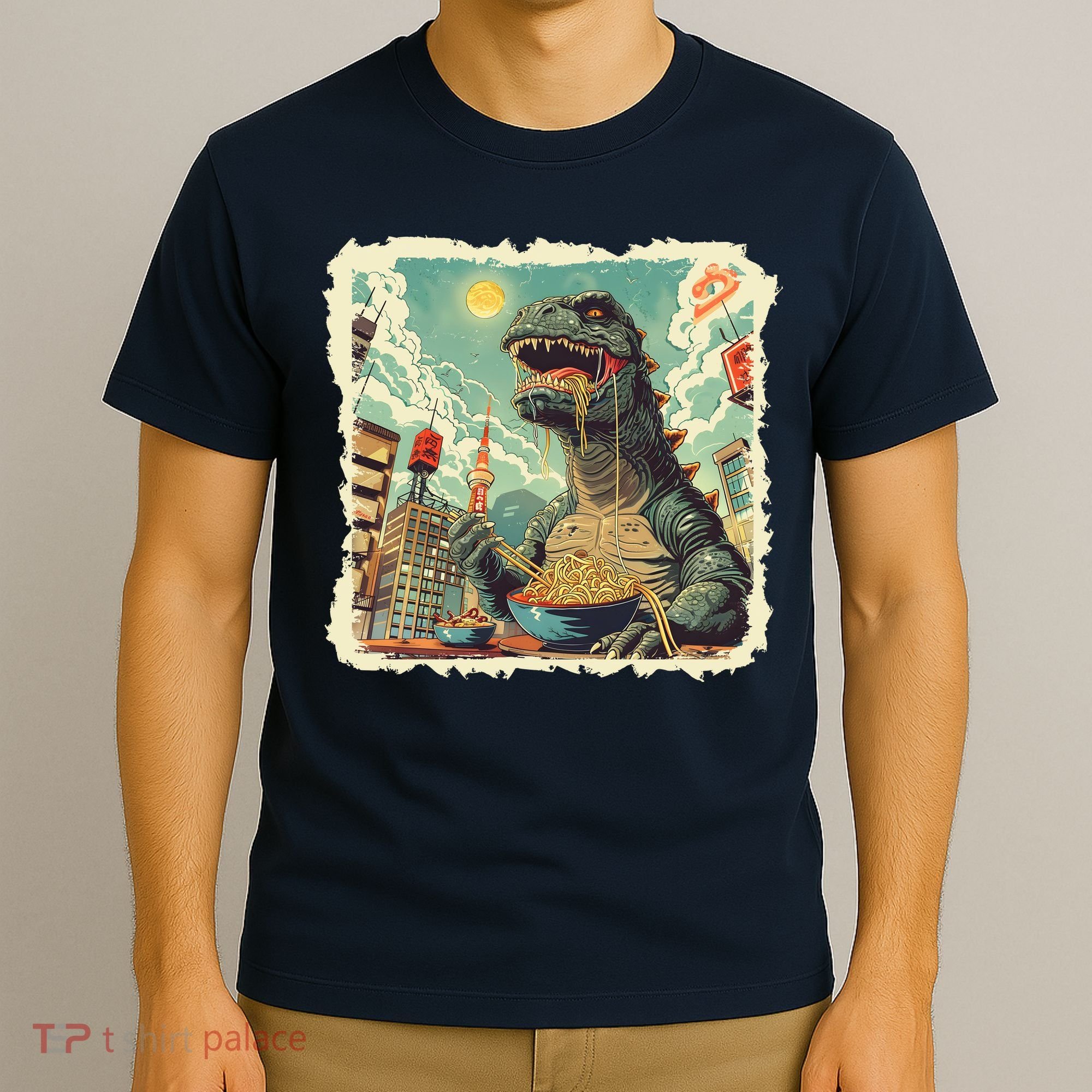 Funny Vintage Retro Japanese Ramen Loving Kaiju Monster T-Shirt