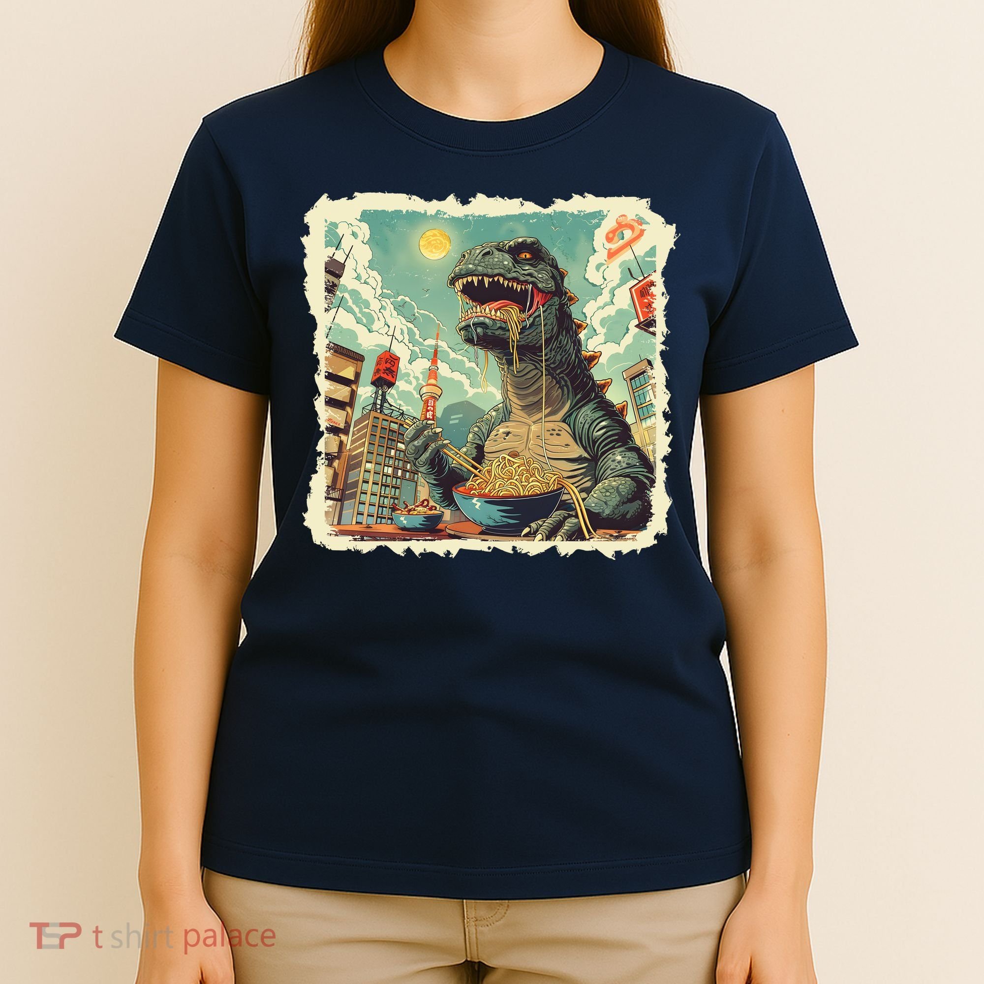 Funny Vintage Retro Japanese Ramen Loving Kaiju Monster T-Shirt
