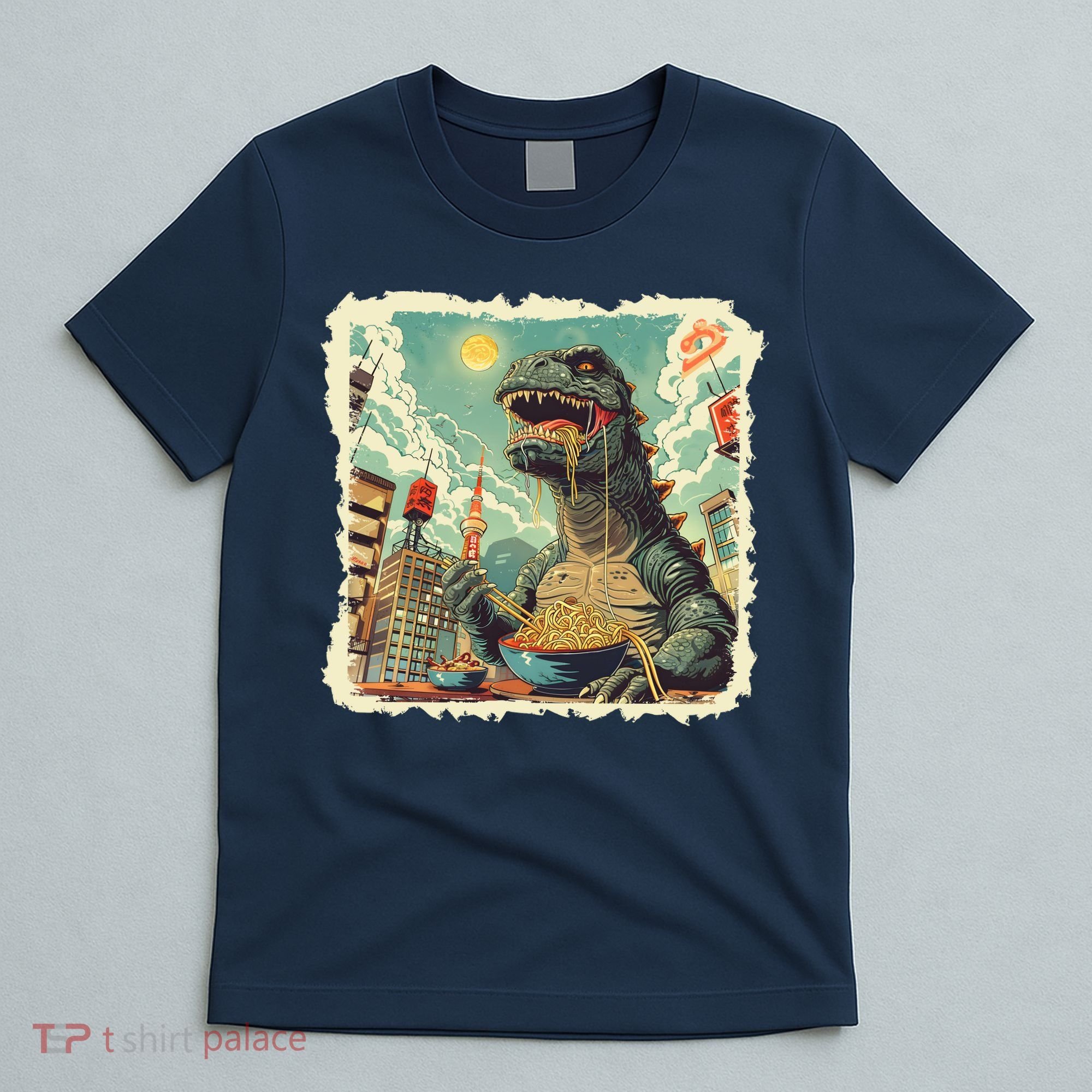 Funny Vintage Retro Japanese Ramen Loving Kaiju Monster T-Shirt