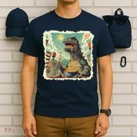 Funny Vintage Retro Japanese Ramen Loving Kaiju Monster T-Shirt thumb 6