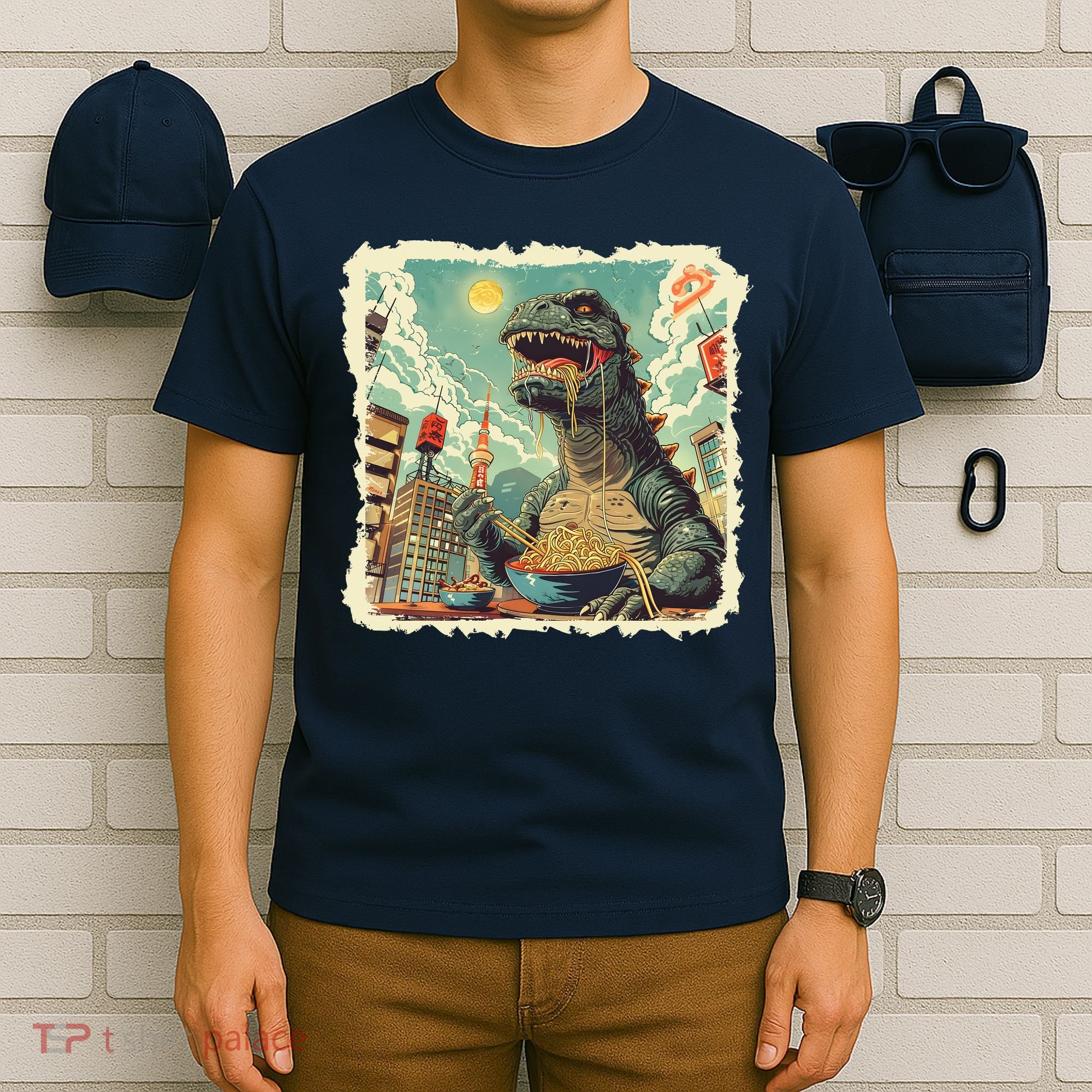 Funny Vintage Retro Japanese Ramen Loving Kaiju Monster T-Shirt
