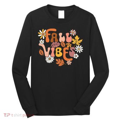 Fall Vibes Retro Groovy Fall Season Retro Leopard Autumn Long Sleeve Shirt