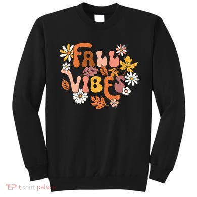Fall Vibes Retro Groovy Fall Season Retro Leopard Autumn Sweatshirt