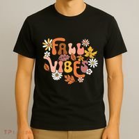 Fall Vibes Retro Groovy Fall Season Retro Leopard Autumn T-Shirt thumb 3