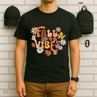 Fall Vibes Retro Groovy Fall Season Retro Leopard Autumn T-Shirt thumb 6