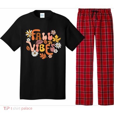 Fall Vibes Retro Groovy Fall Season Retro Leopard Autumn Pajama Set