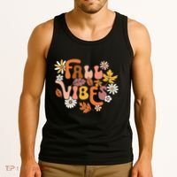 Fall Vibes Retro Groovy Fall Season Retro Leopard Autumn Tank Top thumb 3