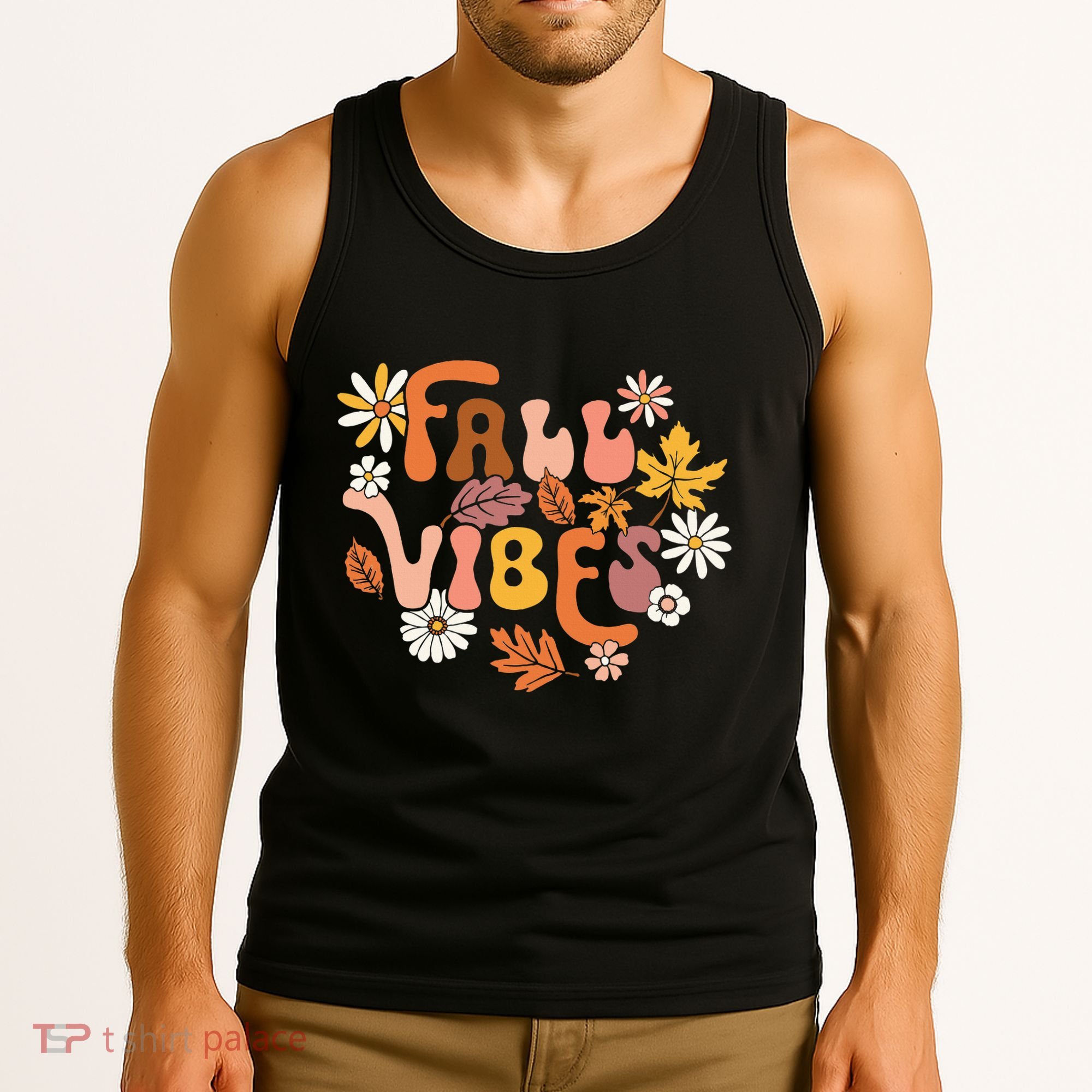 Fall Vibes Retro Groovy Fall Season Retro Leopard Autumn Tank Top