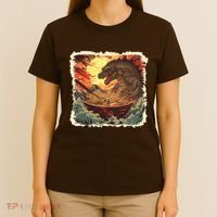 Funny Vintage Retro Japanese Great Wave Ramen Kaiju Monster T-Shirt thumb 4