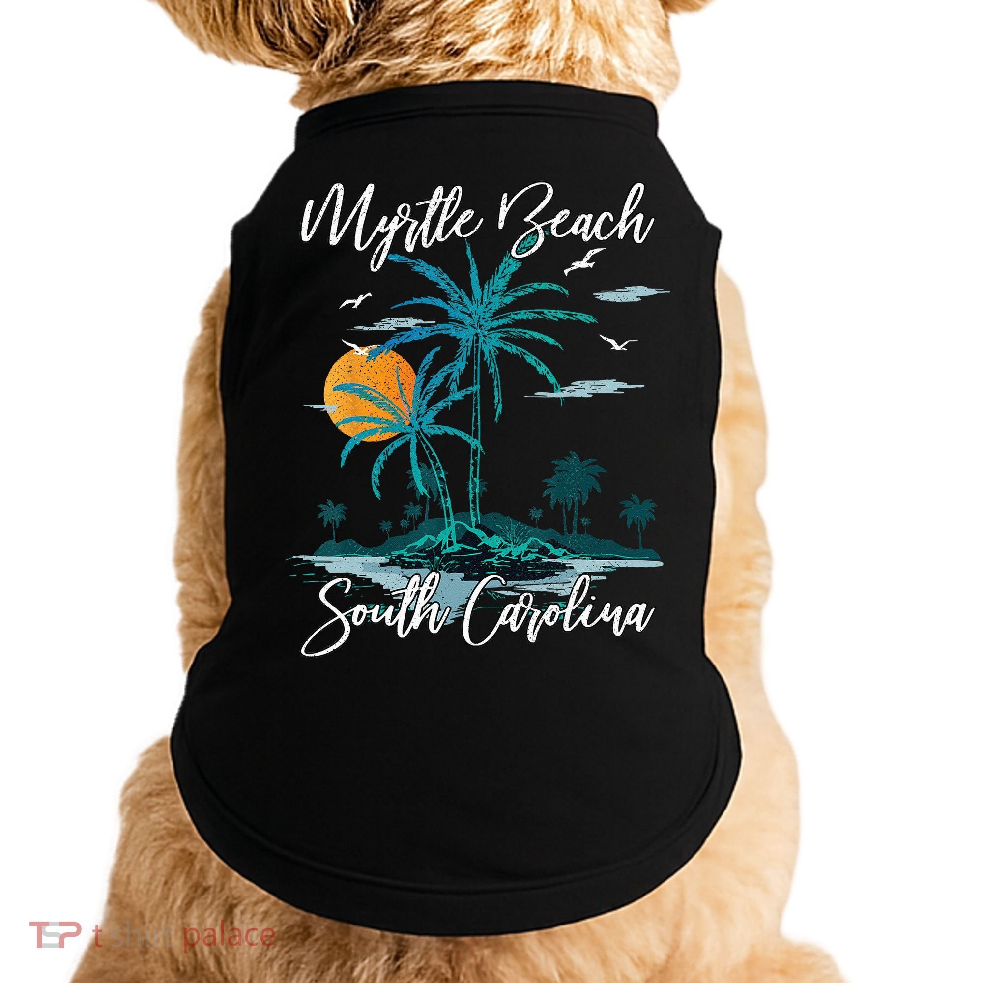Family Vacation Retro Sunset South Carolina Myrtle Beach Doggie Tank
