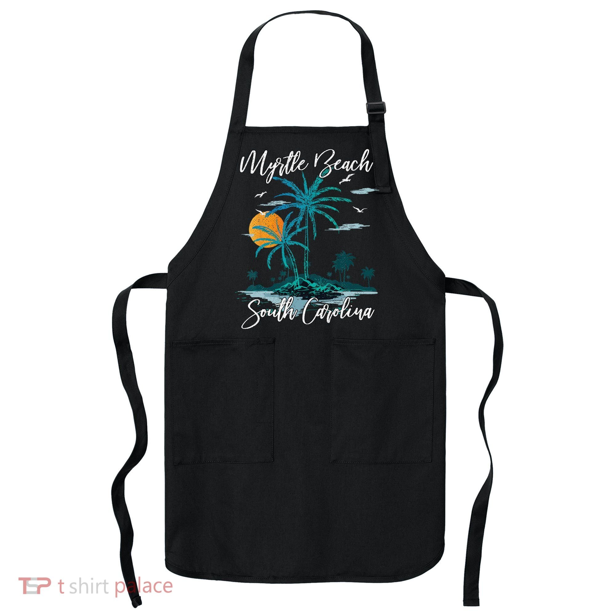 Family Vacation Retro Sunset South Carolina Myrtle Beach Apron