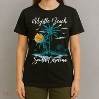 Family Vacation Retro Sunset South Carolina Myrtle Beach T-Shirt thumb 4