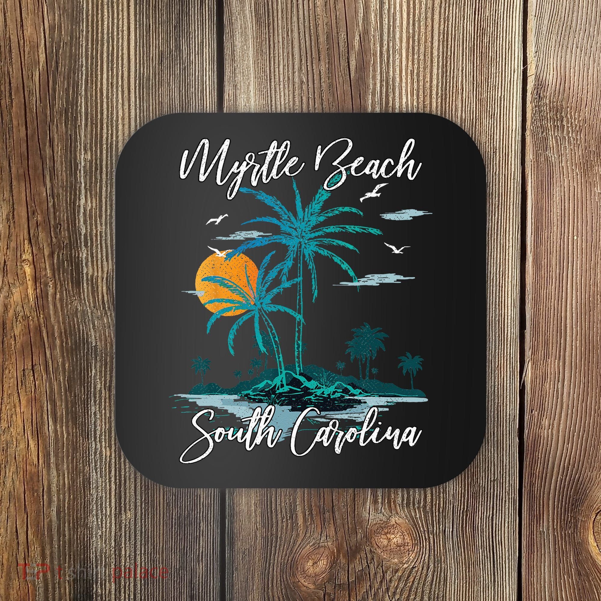 Family Vacation Retro Sunset South Carolina Myrtle Beach Coaster