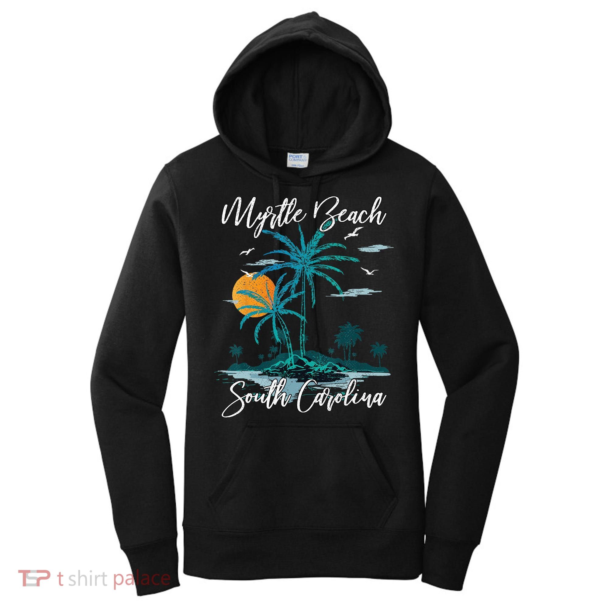 Family Vacation Retro Sunset South Carolina Myrtle Beach Women's Hoodie