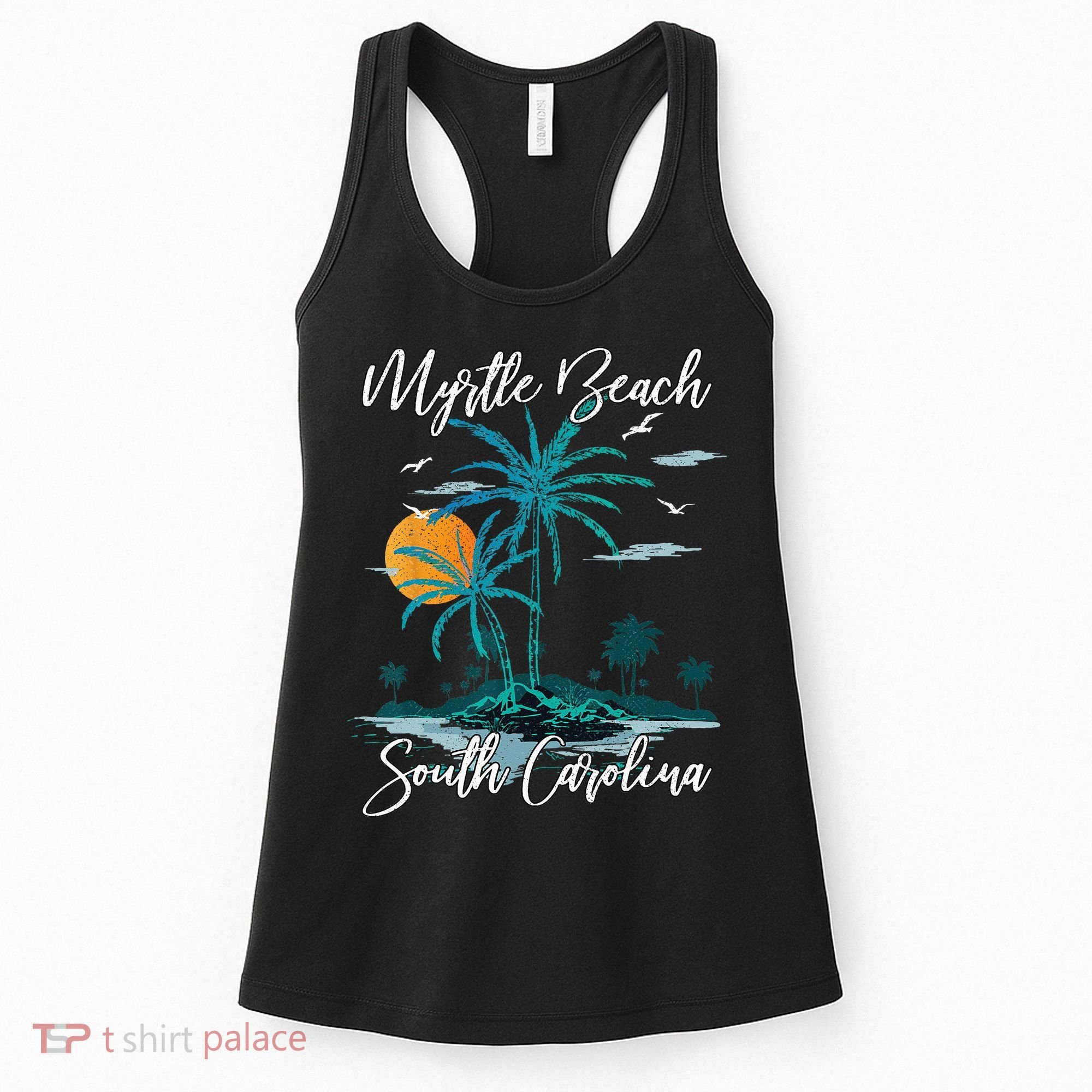 Family Vacation Retro Sunset South Carolina Myrtle Beach Women's Tank Top