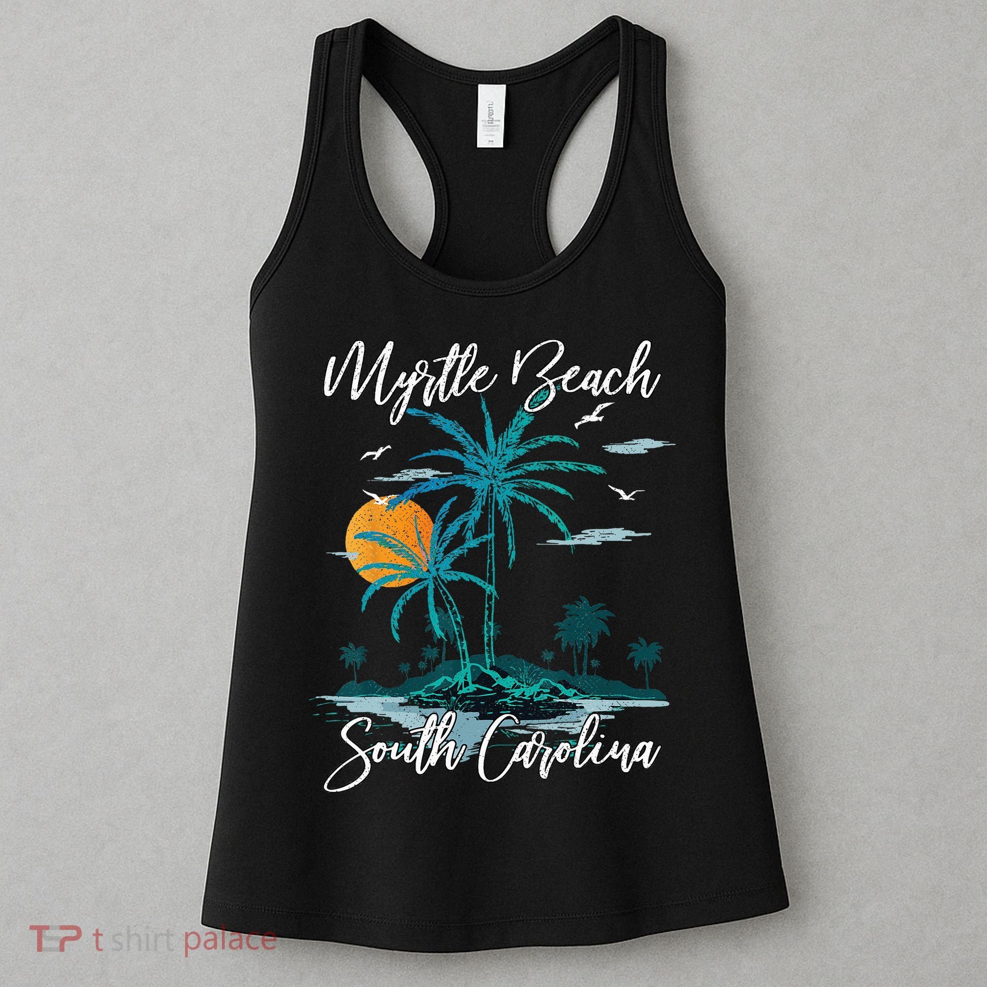 Family Vacation Retro Sunset South Carolina Myrtle Beach Women's Tank Top