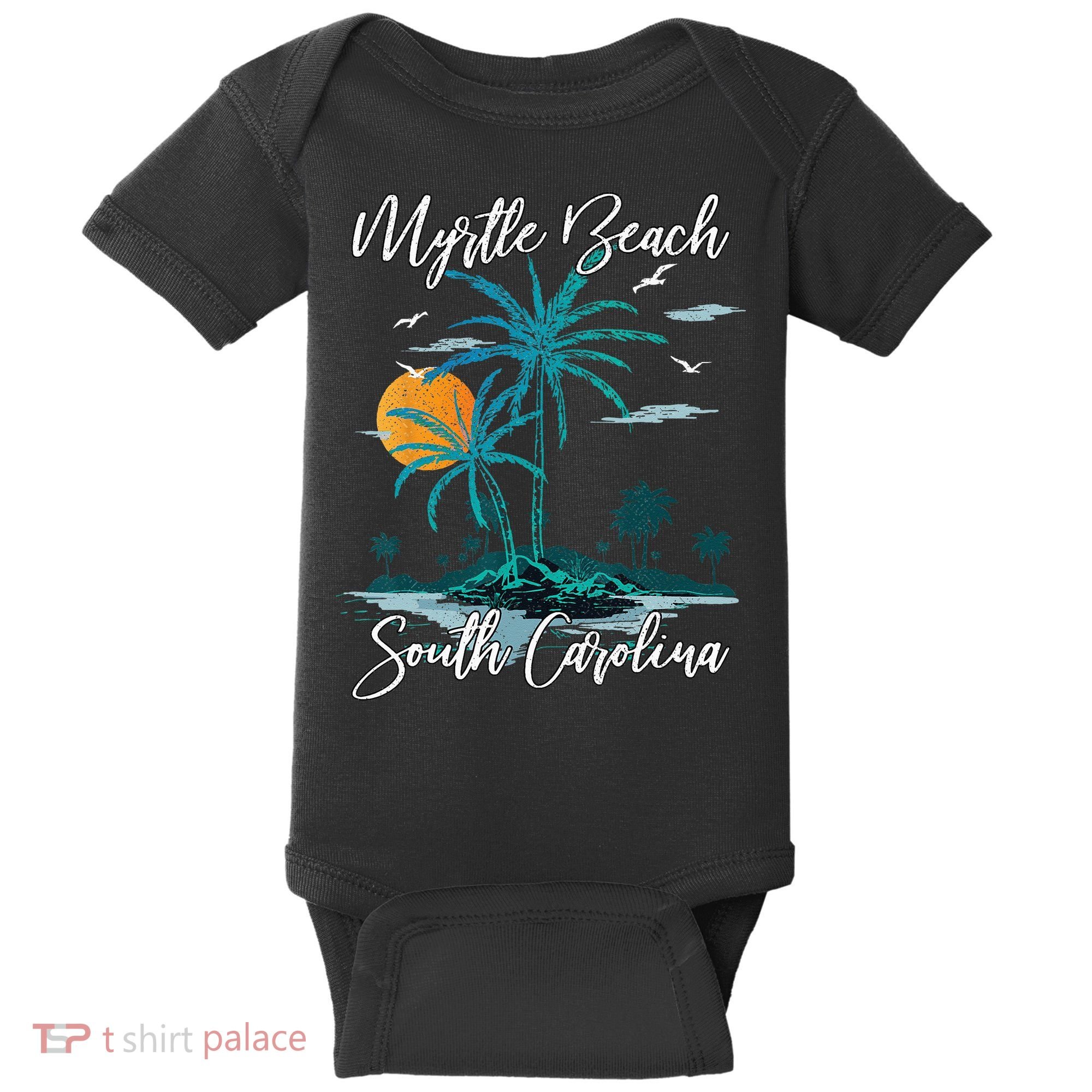Family Vacation Retro Sunset South Carolina Myrtle Beach Baby Bodysuit