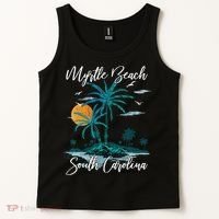 Family Vacation Retro Sunset South Carolina Myrtle Beach Tank Top thumb 2