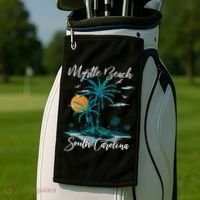 Family Vacation Retro Sunset South Carolina Myrtle Beach Golf Towel thumb 2
