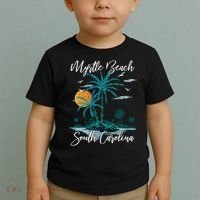 Family Vacation Retro Sunset South Carolina Myrtle Beach Toddler T-Shirt thumb 2
