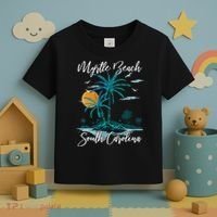 Family Vacation Retro Sunset South Carolina Myrtle Beach Toddler T-Shirt thumb 3