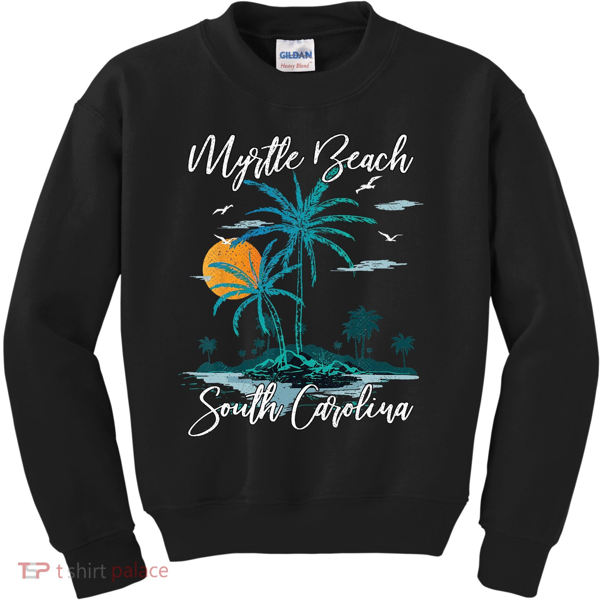 Family Vacation Retro Sunset South Carolina Myrtle Beach Kids Sweatshirt