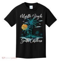 Family Vacation Retro Sunset South Carolina Myrtle Beach Kids T-Shirt thumb 0