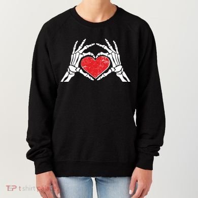 Funny Valentine Skeleton Bone Hands Heart Women's Sweatshirt