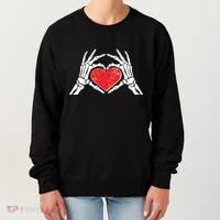 Funny Valentine Skeleton Bone Hands Heart Women's Sweatshirt thumb 0