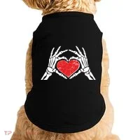 Funny Valentine Skeleton Bone Hands Heart Doggie Tank thumb 0
