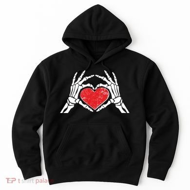 Funny Valentine Skeleton Bone Hands Heart Hoodie
