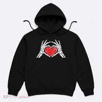Funny Valentine Skeleton Bone Hands Heart Hoodie thumb 0