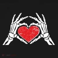 Funny Valentine Skeleton Bone Hands Heart Hoodie thumb 2