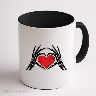 Funny Valentine Skeleton Bone Hands Heart Coffee Mug back