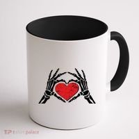 Funny Valentine Skeleton Bone Hands Heart Coffee Mug thumb 1