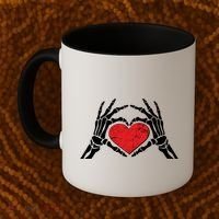 Funny Valentine Skeleton Bone Hands Heart Coffee Mug thumb 2
