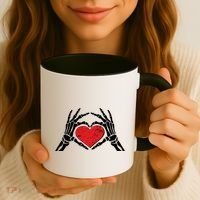 Funny Valentine Skeleton Bone Hands Heart Coffee Mug thumb 3