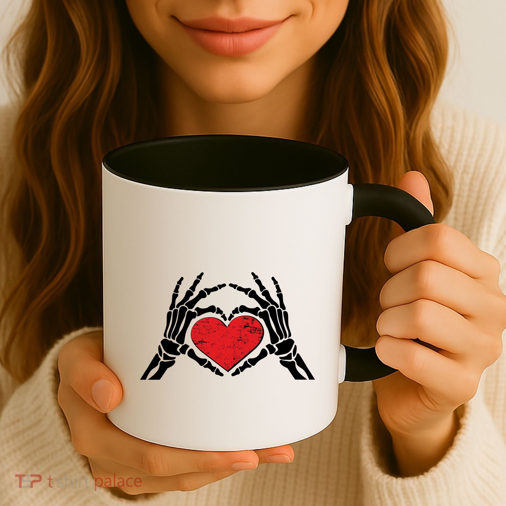 Funny Valentine Skeleton Bone Hands Heart Coffee Mug